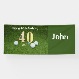 Cumpleaños 40 de golfista con pancarta de pelota d