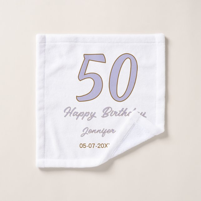 cumpleaños 50 agregar nombre fecha año modo púrpur (Toallita)