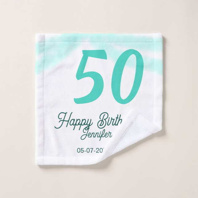 cumpleaños 50 agregar nombre fecha año verde paste (Toallita)