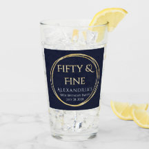 Cumpleaños 50 Cumplidos y Fino Navy Oro Personaliz
