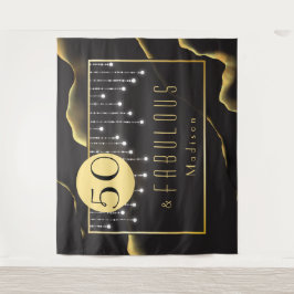 Cumpleaños 50 de Fab Cool Negro Inky Tapiz