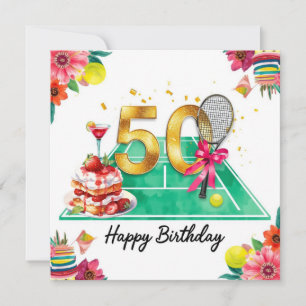 Cumpleaños 50 del tenis raqueta de pelota de teni