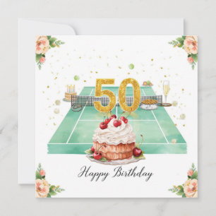 Cumpleaños 50 del tenis raqueta de pelota de teni