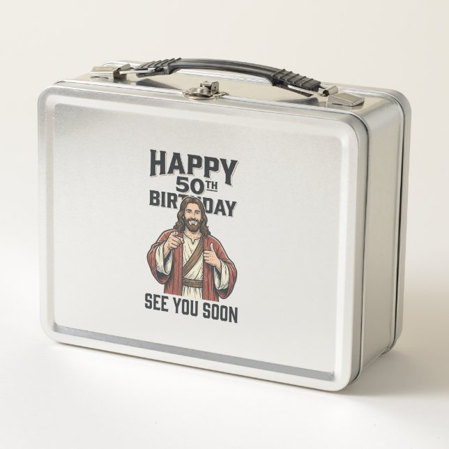 Cumpleaños 50 te vemos pronto diseño de humor reli (Anverso)