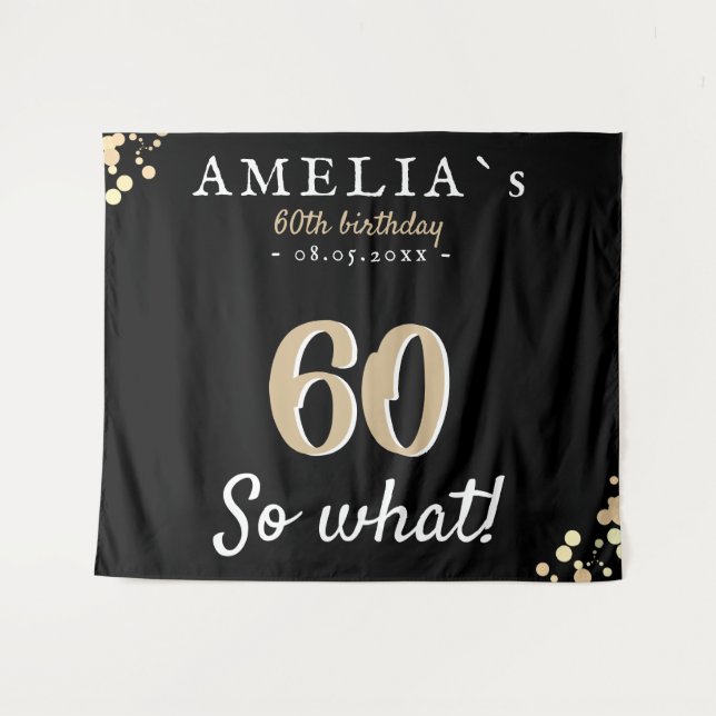 Cumpleaños 60 Inspirador Tela de Fondo Negra (Anverso (horizontal))