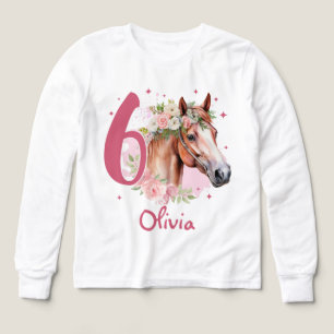 Cumpleaños 6 niña caballo rosa pastel Seis años