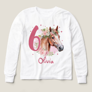 Cumpleaños 6 niña caballo rosa pastel Seis años