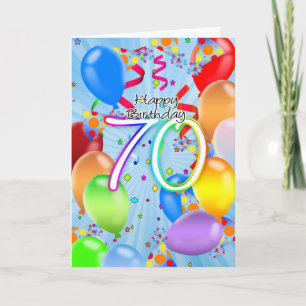 Cumpleaños 70 - Tarjeta de cumpleaños con globo -