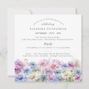 Cumpleaños 85 tarjeta de invitación floral de aste