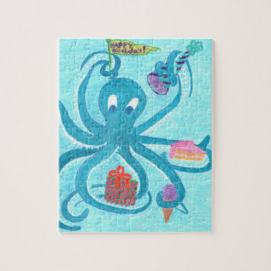 Cumpleaños 8" del pulpo" rompecabezas x10 (viene