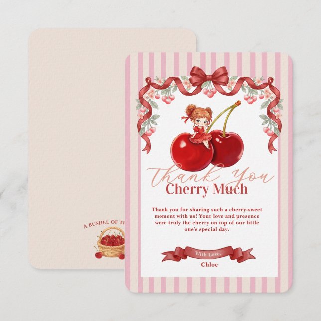 Cumpleaños Agradecimiento Coqueta Cereza Rosa Dulc (Anverso / Reverso)