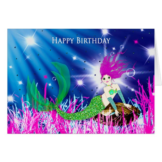 Cumpleaños, alguien especial, sirena en el mar pro (Anverso (Horizontal))