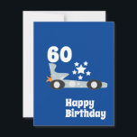 Cumpleaños Azul 60 de Car Blue Stars Cumpleaños de<br><div class="desc">Tarjeta de cumpleaños de coche para cualquier edad</div>
