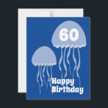 Cumpleaños azul número 60 de Jelly Fish<br><div class="desc">Tarjeta de cumpleaños de Jellyfish</div>