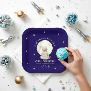 Cumpleaños Bebé Luna y Estrellas Plato de Papel Pr
