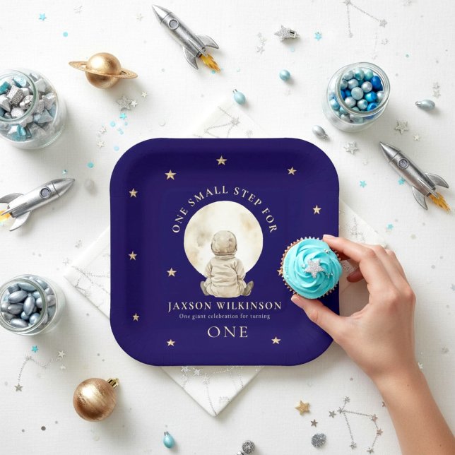 Cumpleaños Bebé Luna y Estrellas Plato de Papel Pr (Subido por el creador)