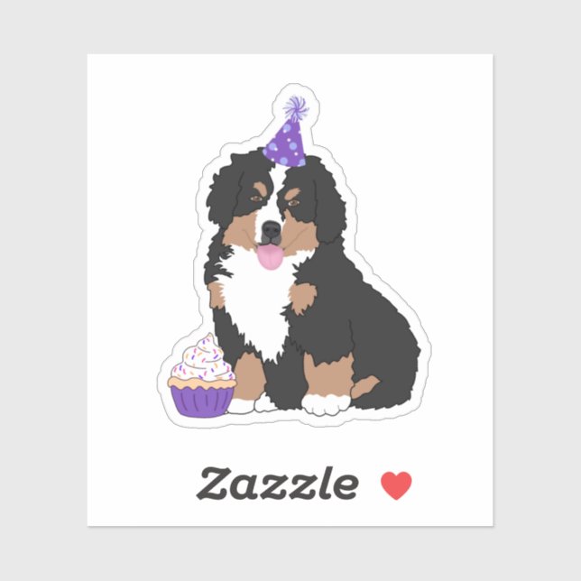 Cumpleaños Bernese Mountain Dog Puppy Pegatina (Hoja)