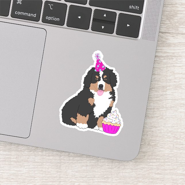 Cumpleaños Bernese Mountain Dog Puppy Pegatina (Detalle)