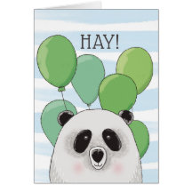Cumpleaños. Buen panda. Tarjeta de animales verde