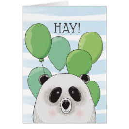 Cumpleaños. Buen panda. Tarjeta de animales verde
