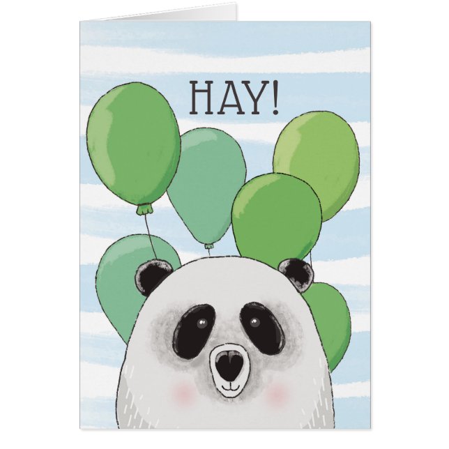 Cumpleaños. Buen panda. Tarjeta de animales verde  (Frente)