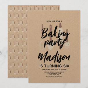 Cumpleaños Chef Pastelero Fiesta Invitación Marrón