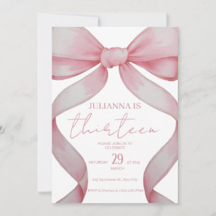 Cumpleaños con Lazo Rosa, invitación de cumpleaños