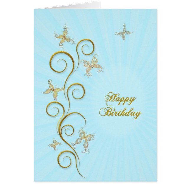 Cumpleaños con mariposas doradas (Frente)