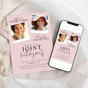 Cumpleaños Conjunto   Invitación de 2 Fotos