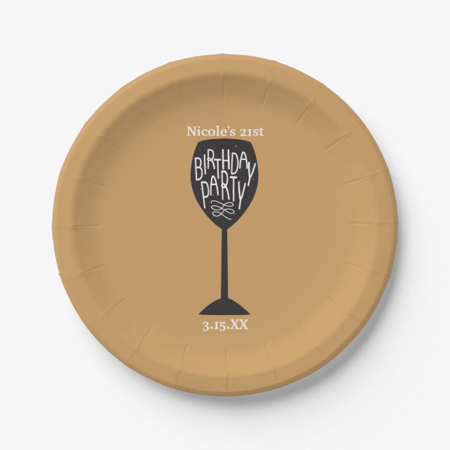 CUMPLEAÑOS Copa de Vino de CUALQUIER COLOR Platos  (Anverso)