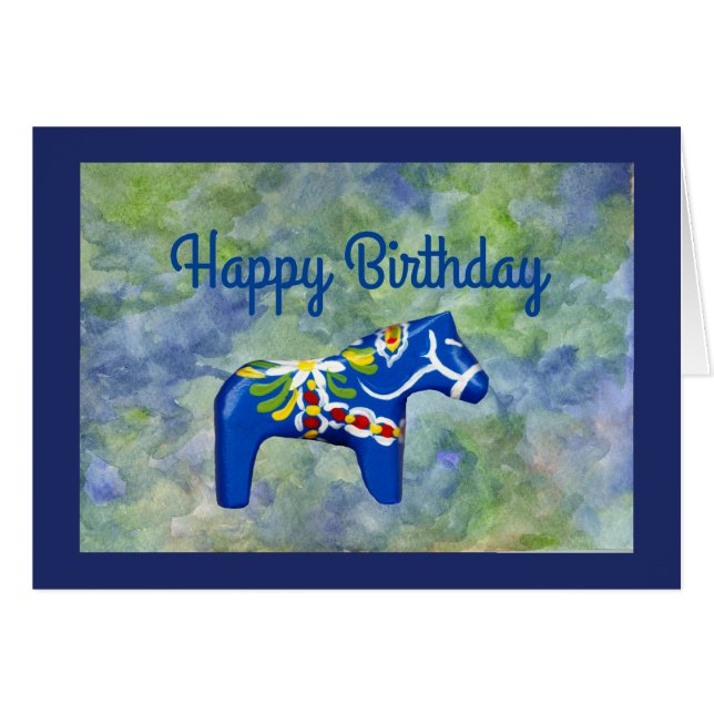 Cumpleaños Dala Horse (Anverso (Horizontal))