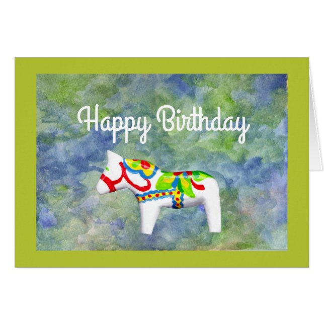 Cumpleaños Dala Horse (Anverso (Horizontal))