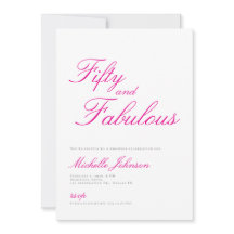 Cumpleaños de 50 & Fabuloso Rosa Invitaciones de c