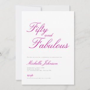 Cumpleaños de 50 & Fabuloso Rosa Invitaciones de c
