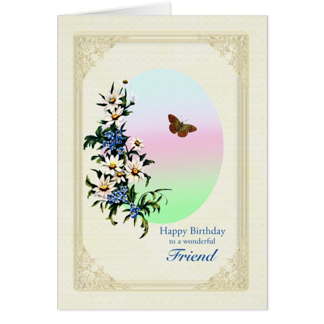 Cumpleaños de Amigo con Flores (Frente)