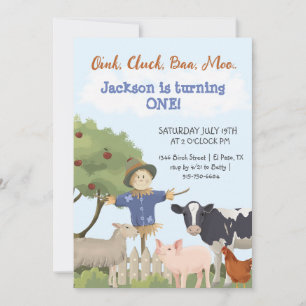 Cumpleaños de animales de granja, invitación a fie