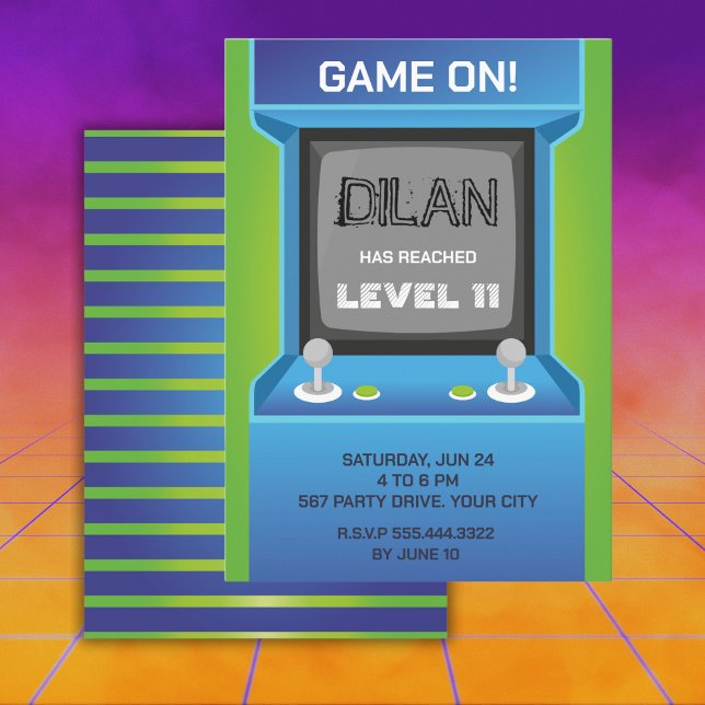 cumpleaños de arcade, invitación de cumpleaños de  (Subido por el creador)