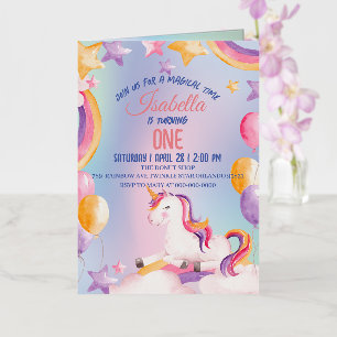 Cumpleaños de arcoíris unicornios pastel acuarela 