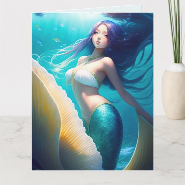 CUMPLEAÑOS DE ARTE DE MERMAID PARA TARJETAS DE REC (Anverso)
