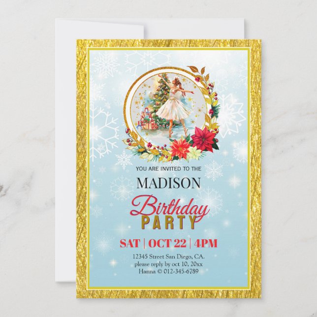 Cumpleaños de Bailarina de Navidad del Cascanueces (Anverso)