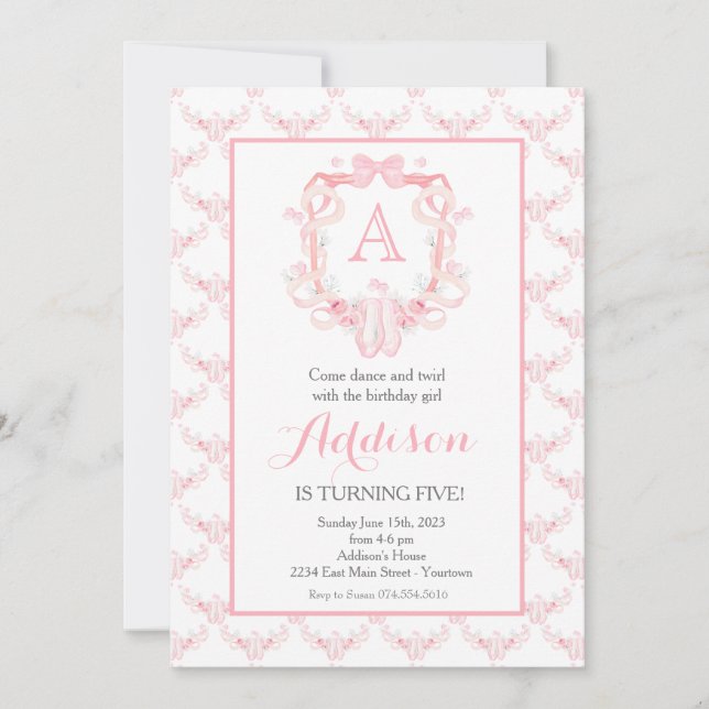 cumpleaños de baile, bailarina, invitación de cump (Anverso)
