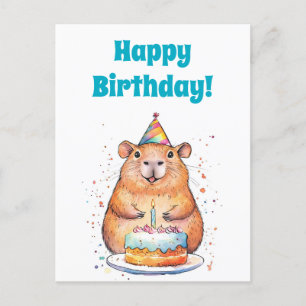 Cumpleaños de Capybara, tarjeta de vacaciones plan