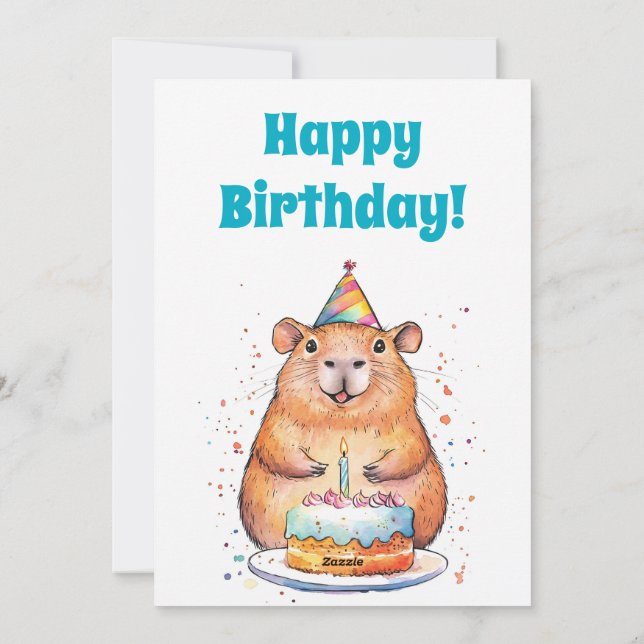 Cumpleaños de Capybara, tarjeta de vacaciones plan (Reverso)