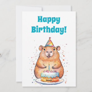 Cumpleaños de Capybara, tarjeta de vacaciones plan