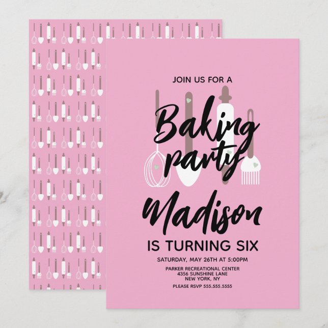 Cumpleaños de Chef de Repostería Fiesta Invitación (Anverso / Reverso)