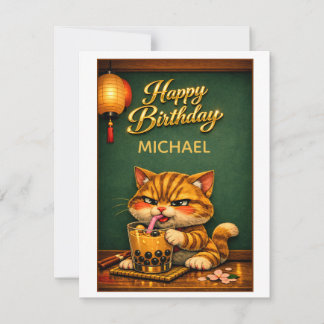 Cumpleaños de Chibi Neko Gato Tigre Boba Bubble Te