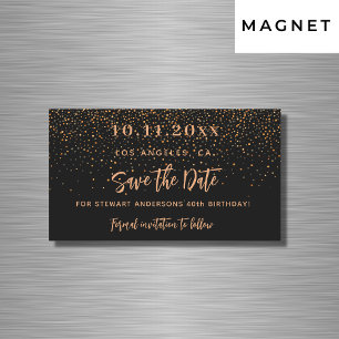 cumpleaños de confetti de oro negro salva el imán