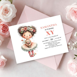 Cumpleaños de Cute Fairy Girl 9 años Invitaciones 