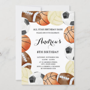 Cumpleaños de Deportes Personales Para Invitación