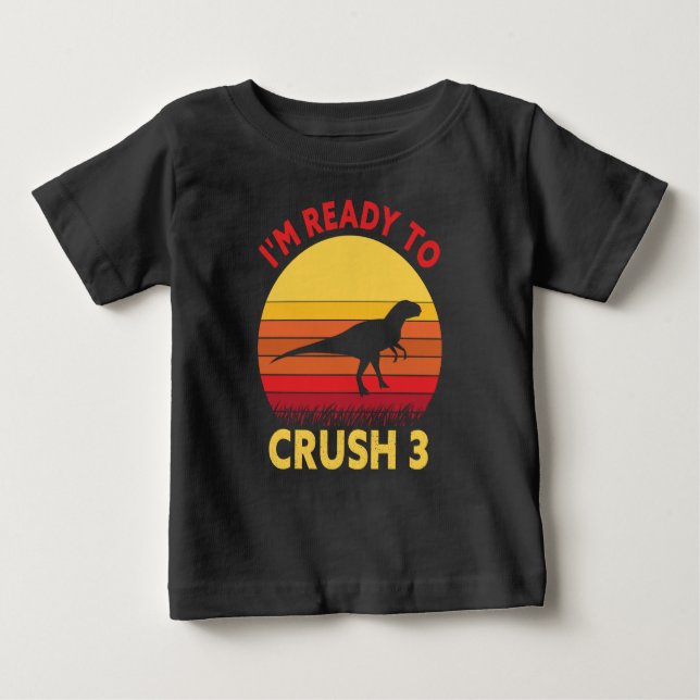 Cumpleaños de Dino listo para aplastar 3 camisetas (Anverso)